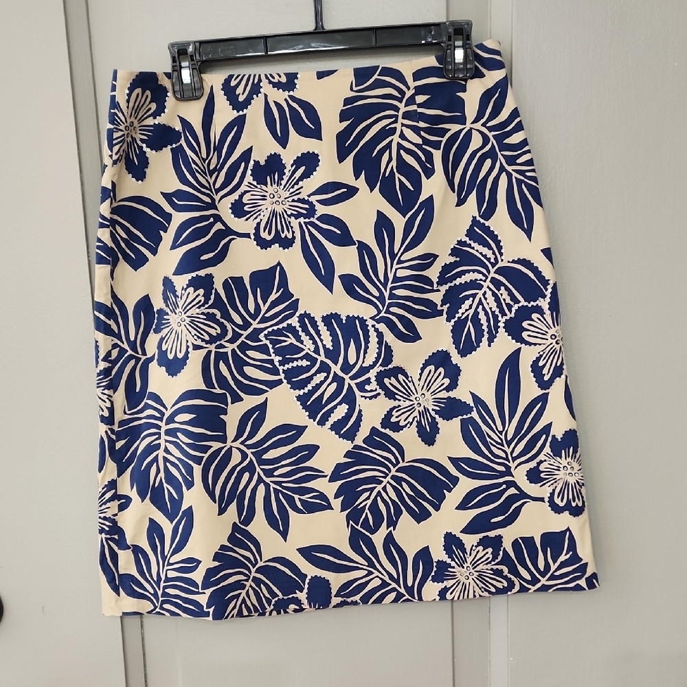 Talbots Mini Skirt Tan & Blue With Sequins